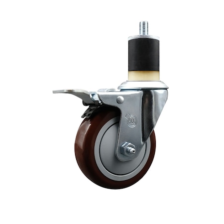 Service Caster 4'' SS Maroon Poly Swivel 1-7/8'' Expanding Stem Caster Total Lock Brake SCC-SSEXTTL20S414-PPUB-MRN-178